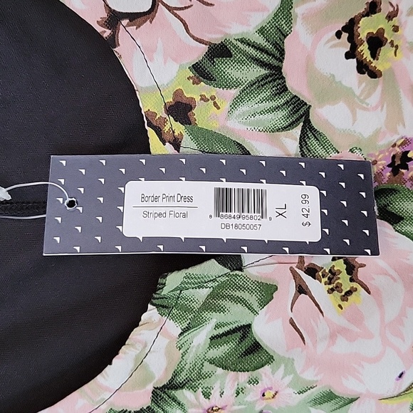 DOWNEAST Border Print DRESS Striped Floral sz XL NWT $42.99 - Picture 5 of 9